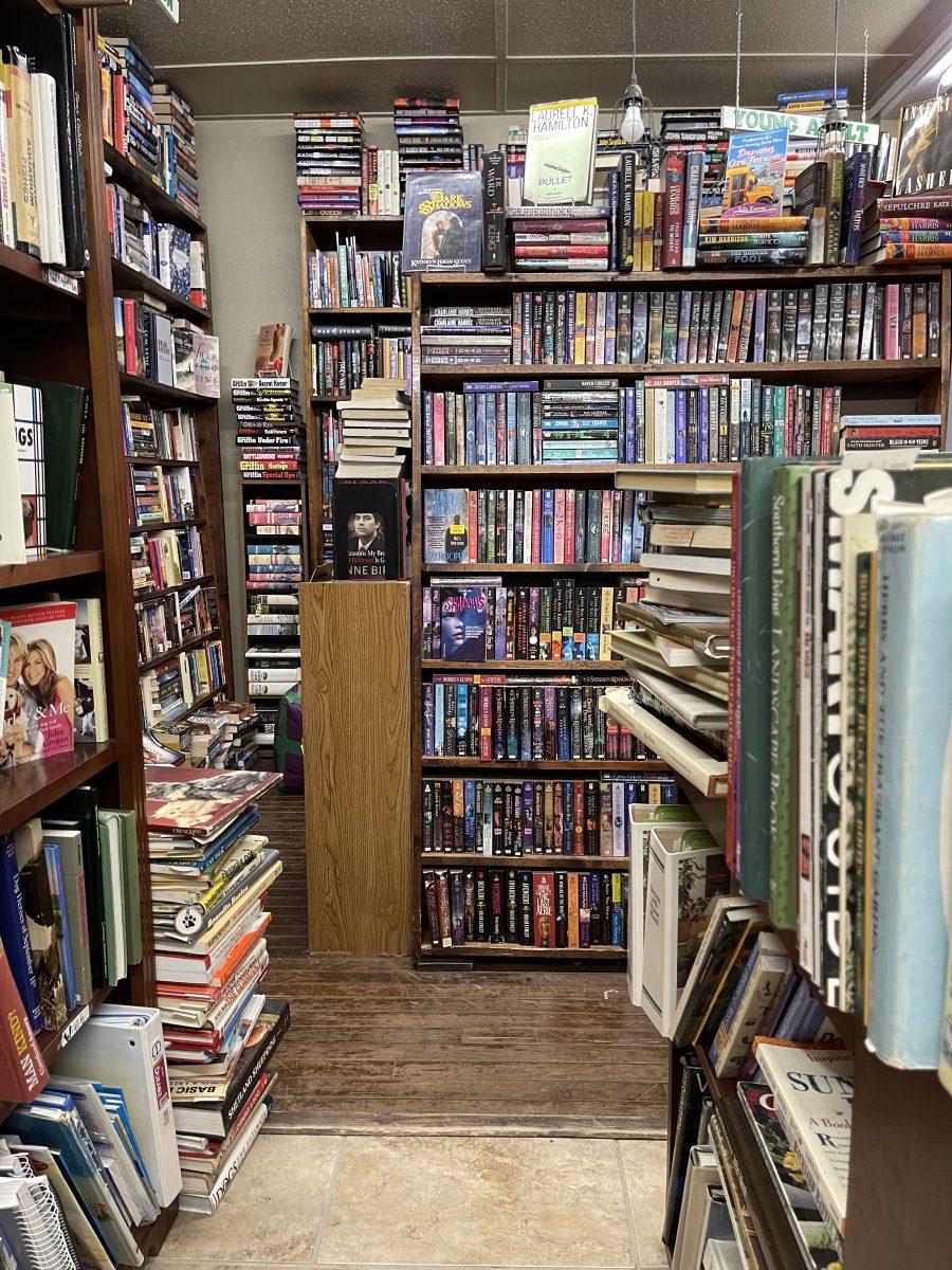 Bookshelves in The Book Attic in Tomball, Texas.