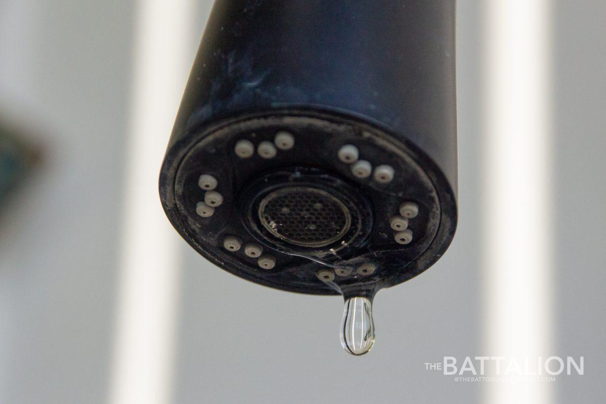 A leaky faucet in Montgomery, Texas on July 21, 2022.