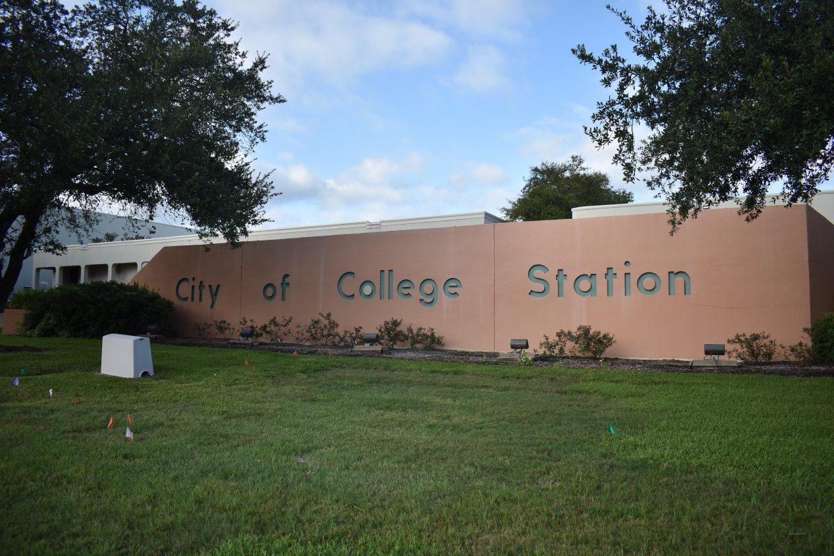 The City of College Station sign in 2020.