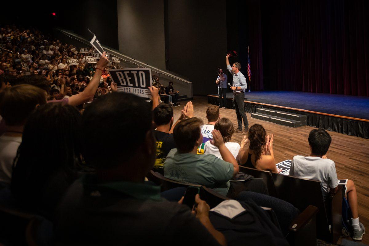 Democratic gubernatorial candidate Beto ORourke speaks in Rudder Theatre on Wednesday, Sept. 28, 2022.