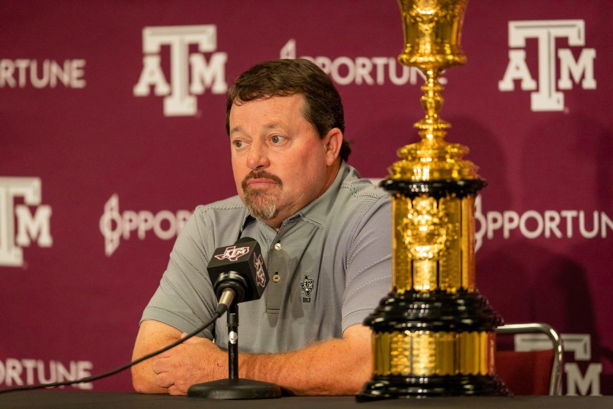Texas+A%26amp%3BM+mens+golf+coach+Brian+Kortan+questions+at+a+press+conference+at+Kyle+Field+after+returning+to+College+Station+following+Sam+Bennets+win+at+the+US+Amateur+Championship.