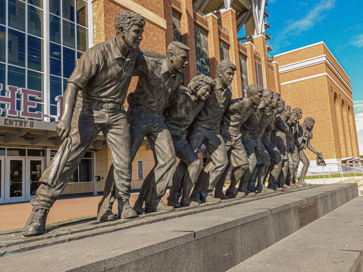 The War Hymn Statue outside Kyle Field on Wednesday, Oct. 5, 2022.