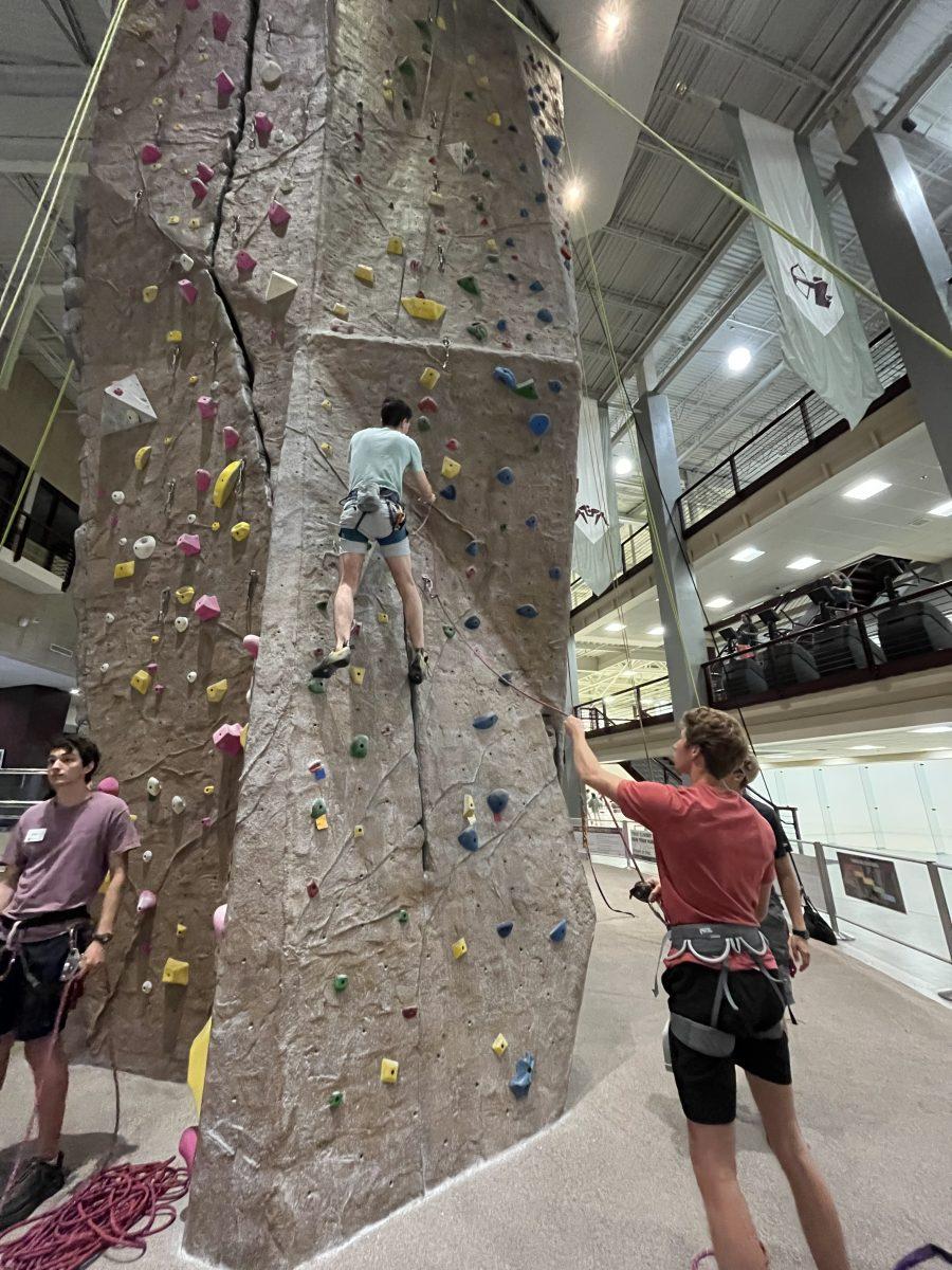 Students+test+their+lead+climbing+skills+on+Saturday%2C+Oct.+15+in+the+Student+Recreation+Center%26%23160%3B
