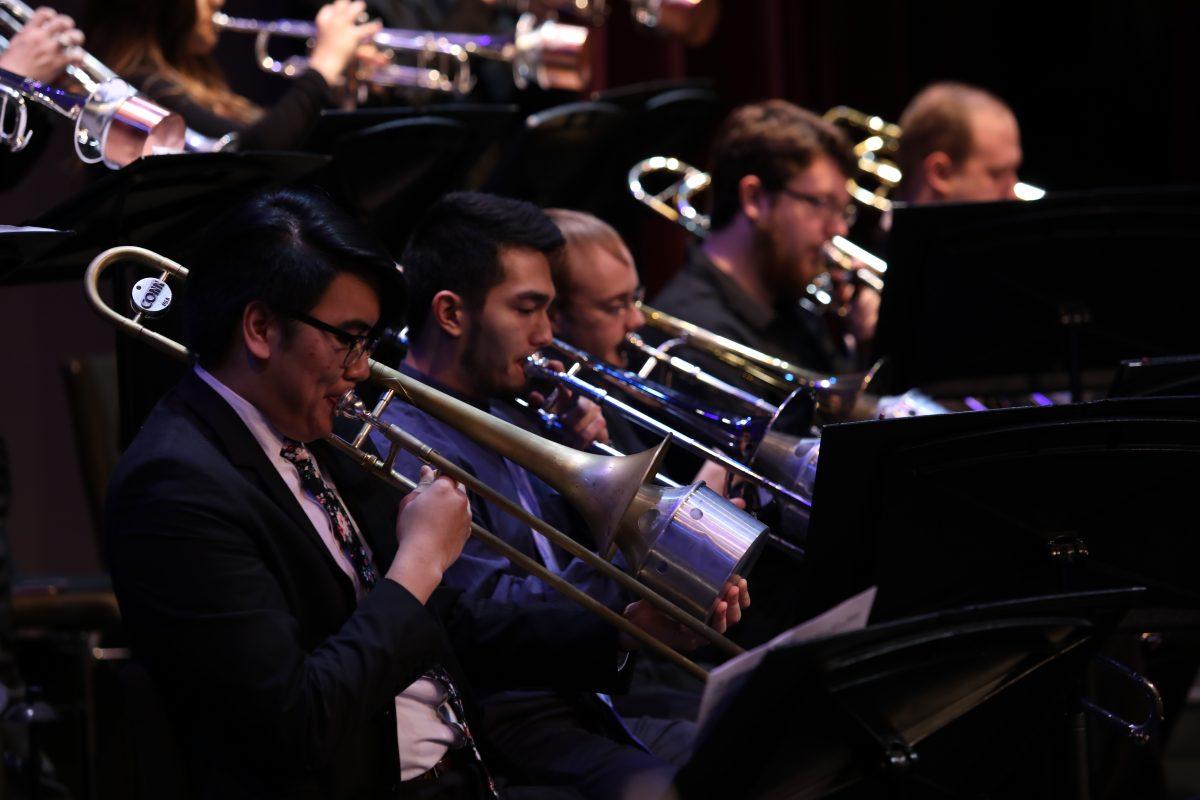<p>The Texas A&M University Jazz Band performs in Rudder Auditorium on </p>
