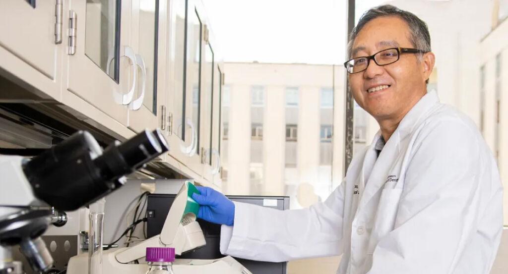 Texas A&M biomedical sciences professor, Dr. Feng Tao, M.D, Ph.D., photographed in his lab.