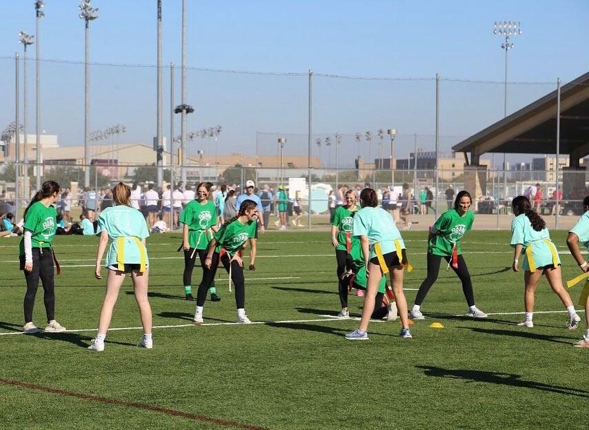 Members from separate Freshmen Leadership Organizations, or FLOs, compete during the FLO Bowl at the Penberthy Rec Sports Complex on Nov. 7, 2021.