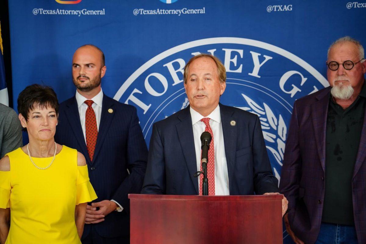 Texas Attorney General Ken Paxton announces the Friday Night Lights Against Opioids coalition on Oct. 13, 2022.