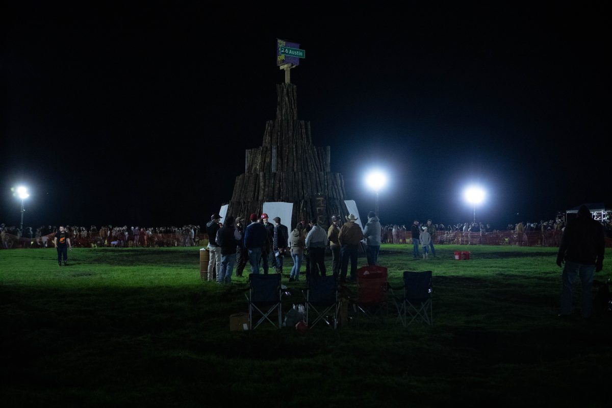 Aggies gather at the student bonfire on Saturday, Jan. 21, 2023.