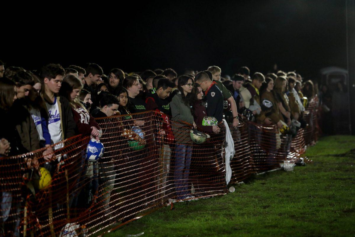 Aggies rally at the student bonfire on Saturday, Jan. 21, 2023.