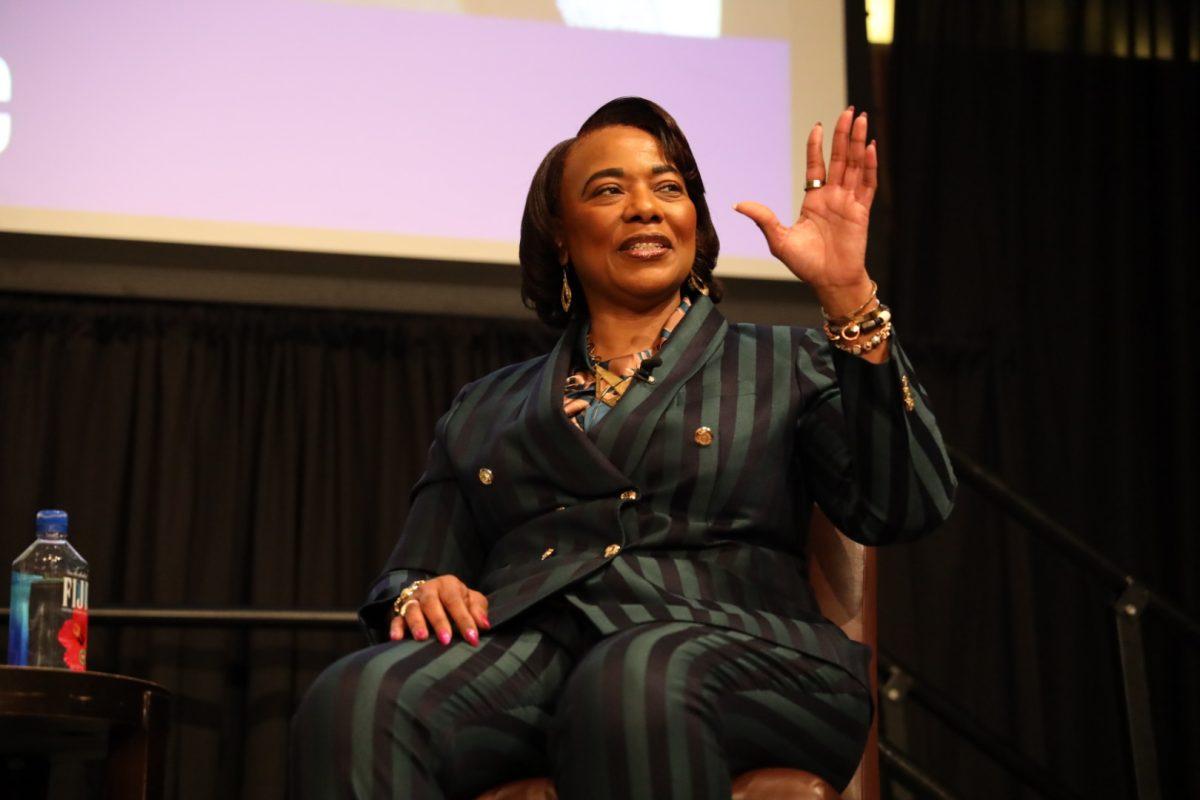 Bernice King, JD, speaks during a breakfast hosted by the&#160;MSC Carter G. Woodson Black Awareness Committee on Thursday, Jan. 26, 2023.&#160;