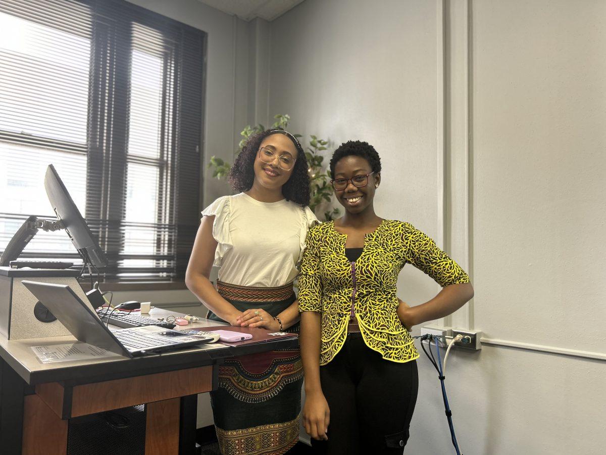 <p>Hosts of the Black Women Poetry event, which includes, from left to right, Alexa Hurtado and Ivylove Cudjoe.</p>