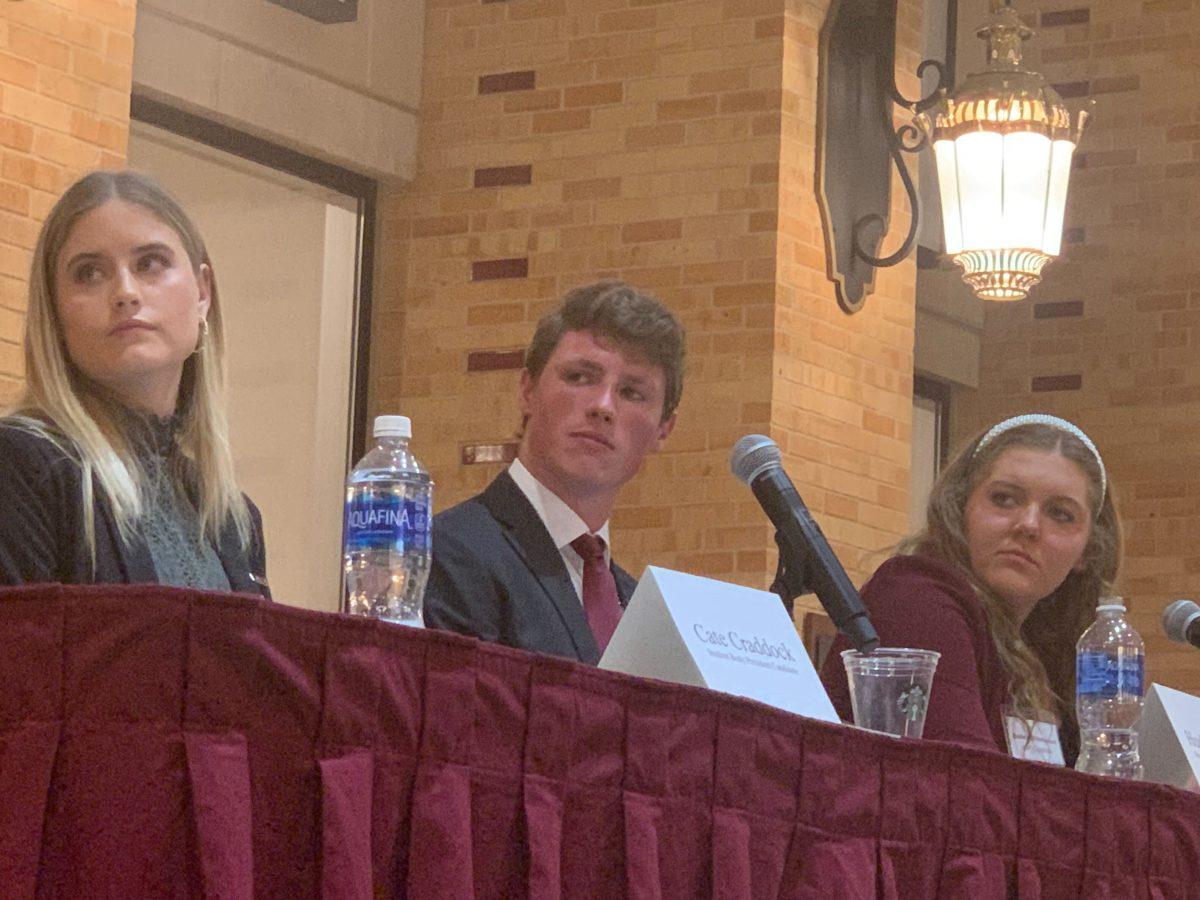 Student body president candidates Cate Craddock, Hudson Kraus and Bailey Greenwood speak at MSC town hall event about diversity, equity, inclusion and accessibility.