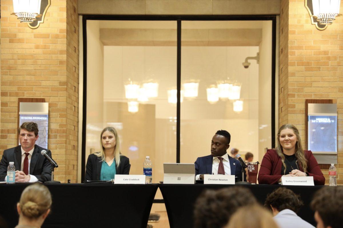 SBP Candidates speak during a debate in the Flag Room on Thursday, Feb. 23, 2023. 