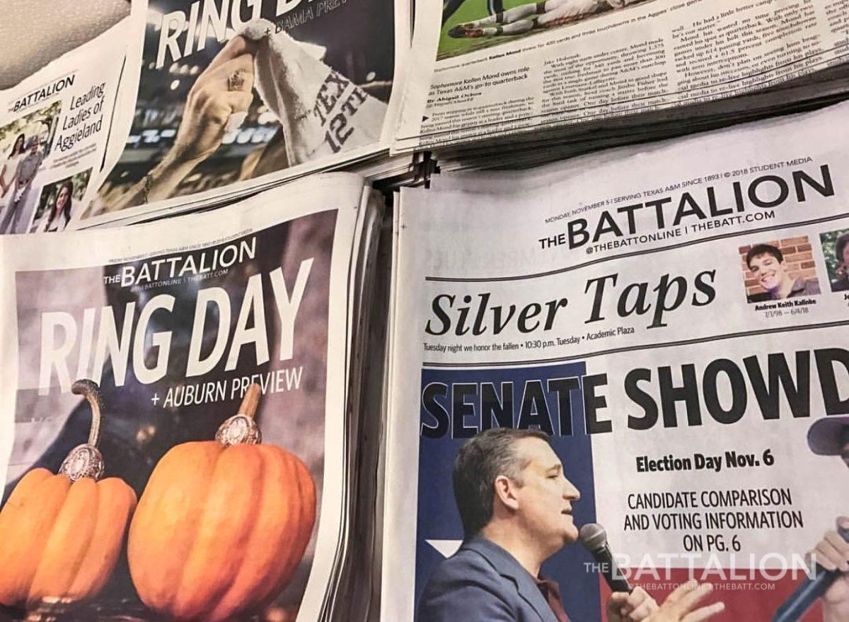 The Battalion, Texas A&M’s student run newspaper, will print one paper a week this semester.