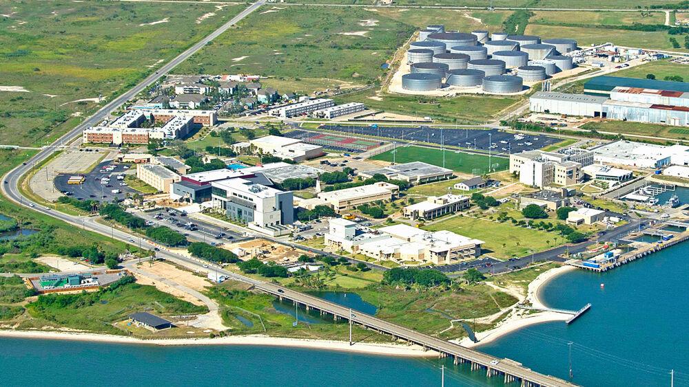 An aerial view of Texas A&amp;M Galveston campus.