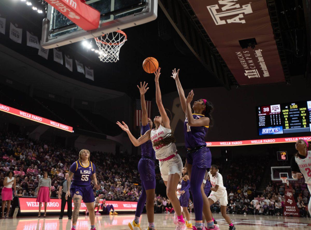 Graduate F Aaliyah Patty (32) goes up for a layup during Texas A&amp;M's game against LSU at Reed Arena on Sunday, Feb. 05, 2023.