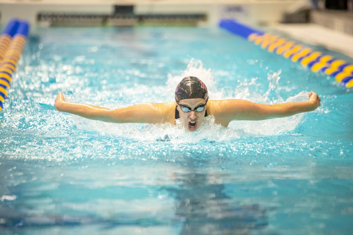 Freshman Joelle Reddin competes in the bonus final of the Women's 400 Yard IM during the 2023 SEC Swimming &amp; Diving Championships at the Rec Center Natatorium on Wednesday, Feb. 16, 2022.