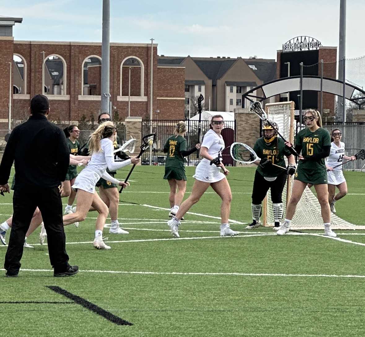 A&amp;M Women&#8217;s Lacrosse attempts to score against Baylor on Feb. 18.&#160;&#160;&#160;