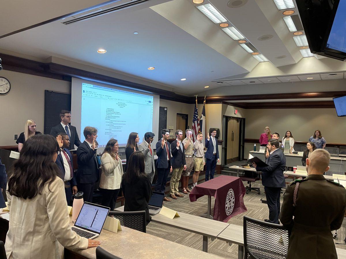The Student Fee Advisory Board sworn in during the student senate meeting on Wednesday, March 1, 2023. 