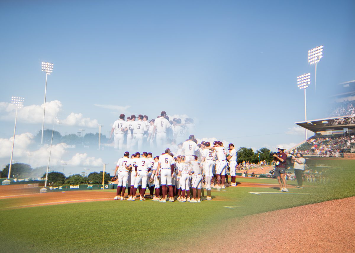 The team huddles up before a game vs. Alabama on Friday, May 12, 2023 at Blue Bell Park.