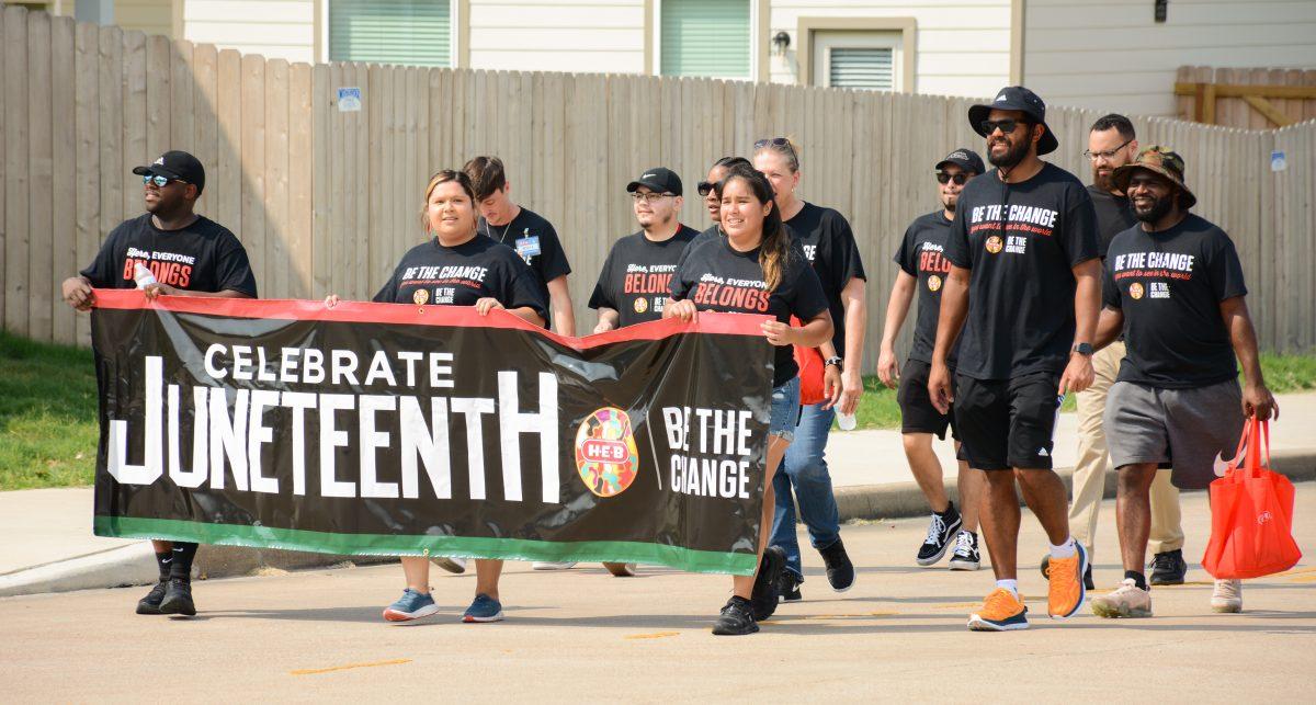 Participants celebrate during the Juneteenth Parade in Bryan, Texas on Saturday, June 17, 2023.