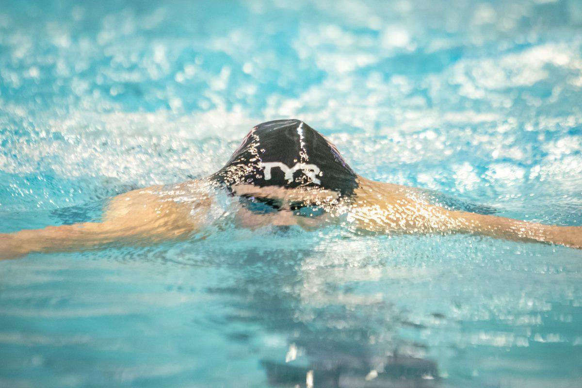 Sophomore Baylor Nelson competes in the championsip final of the Mens 400 Yard IM during the 2023 SEC Swimming & Diving Championships at the Rec Center Natatorium on Wednesday, Feb. 16, 2022.