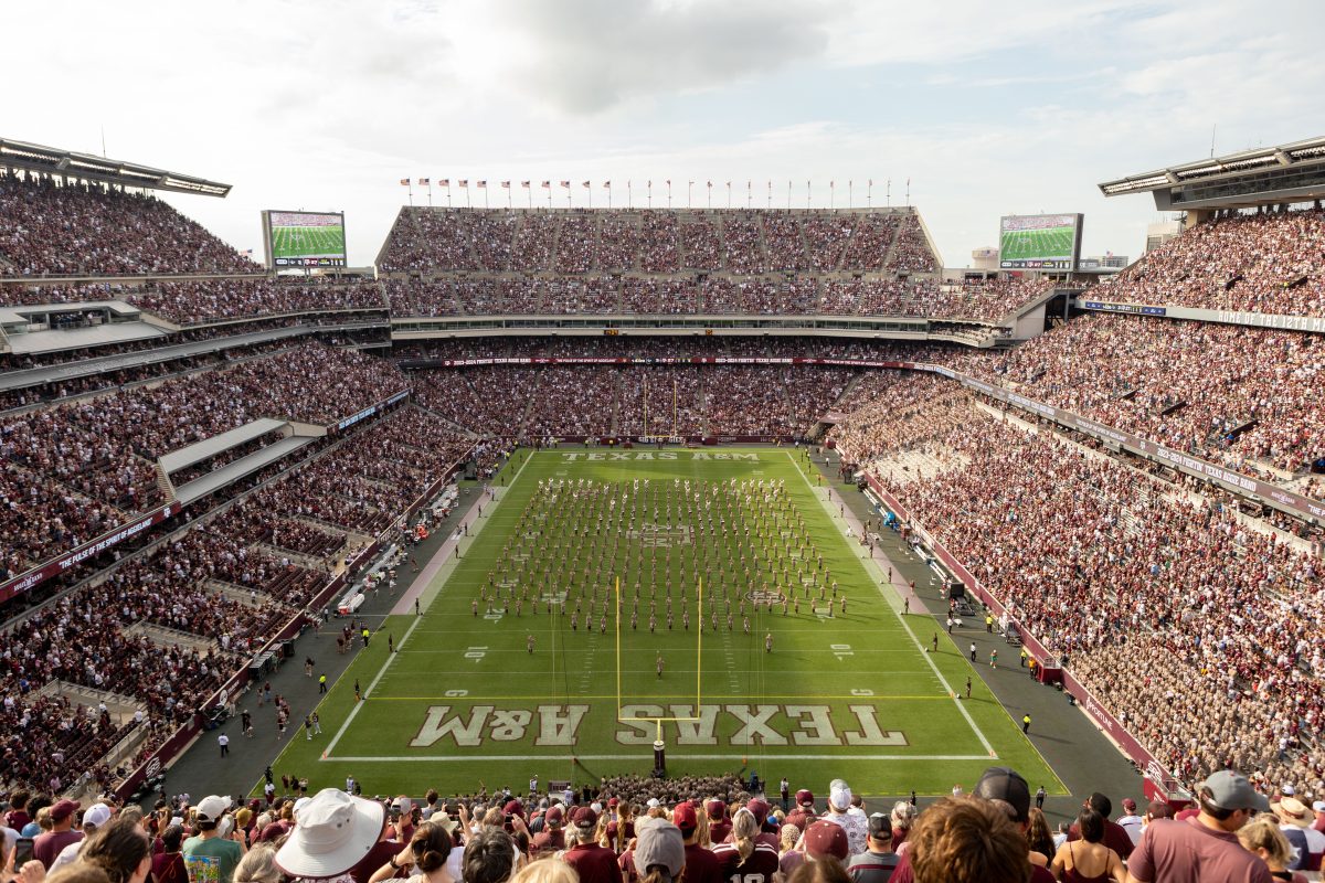 The Fighting Texas Aggie Band performs at halftime during Texas A&Ms football game against ULM at Kyle Field on Saturday, Sept. 16, 2023.