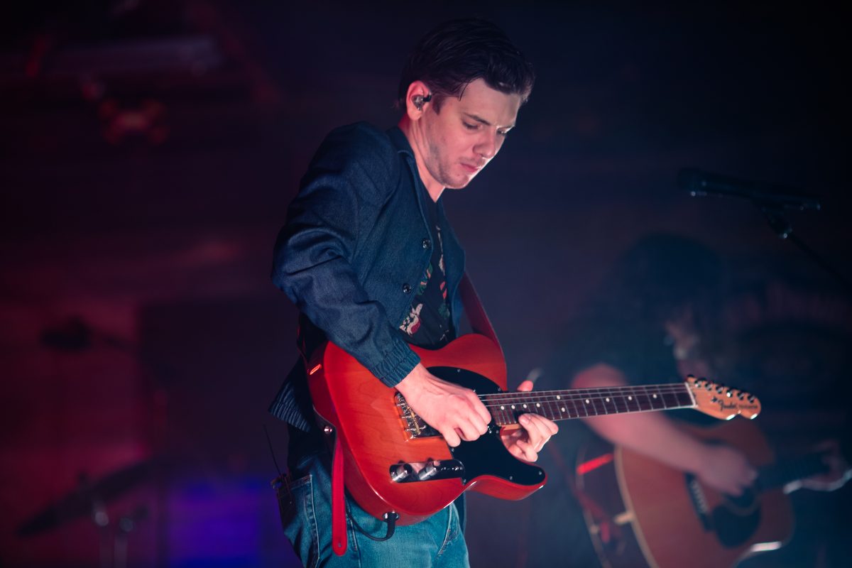 William Beckmann performs on the electric guitar on Friday, Oct.27, 2023 at Hurricane Harrys. (Julianne Shivers/ The Battalion)