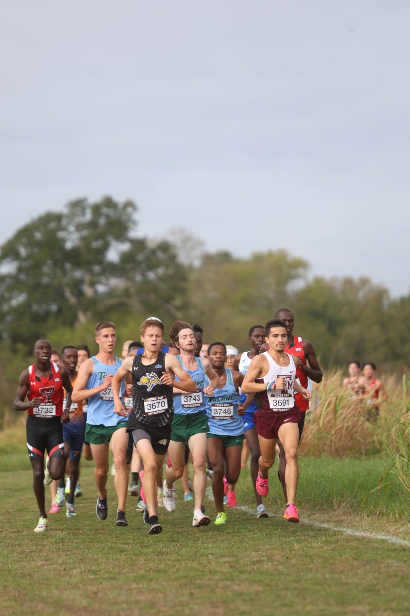 Senior Eric Casarez leading the race on Friday, Oct. 13, 2023 at the Arturo Barrios Invitational.