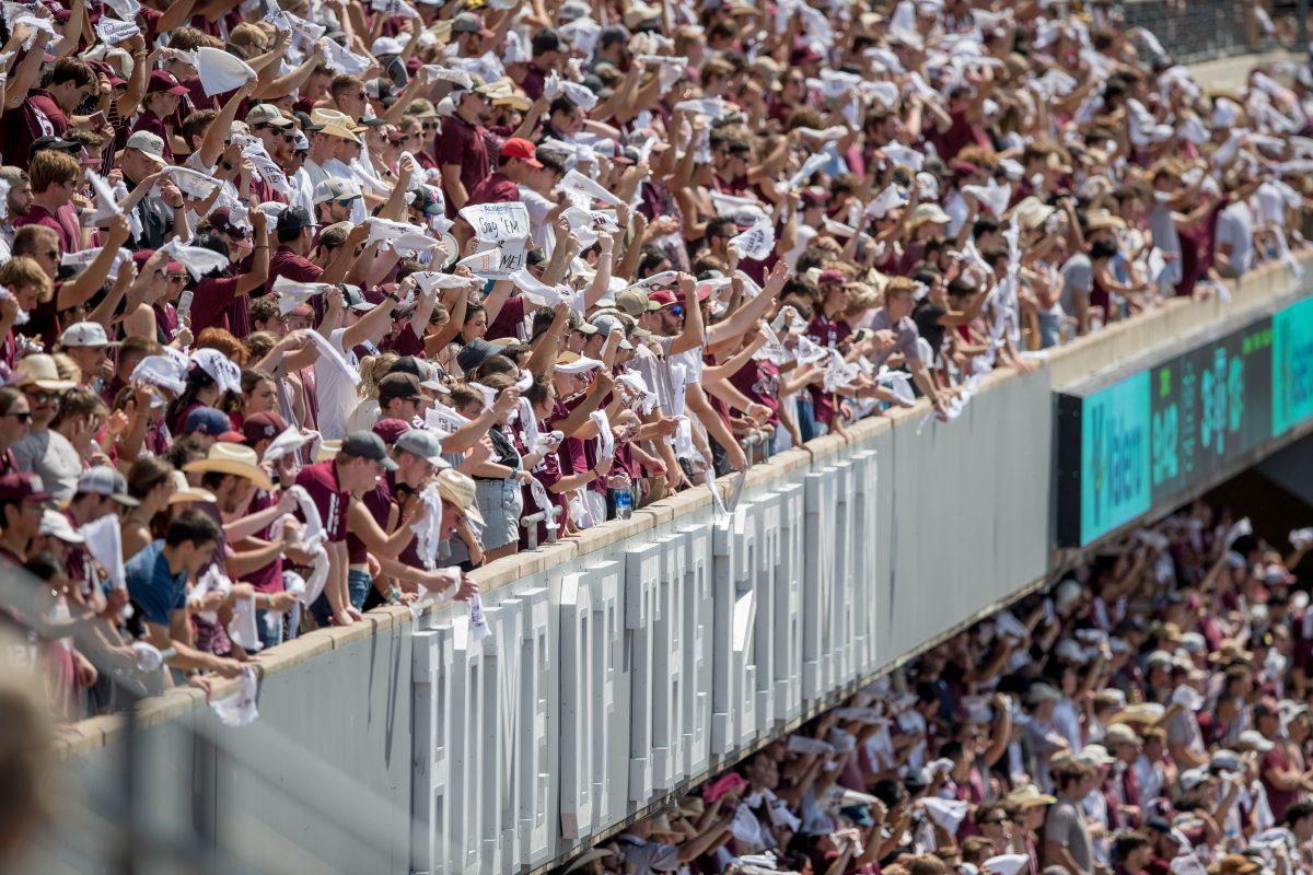 Fans cheer after the second touchdown of the game during Texas A&Ms game against Auburn on Saturday, Sept. 23, 2023 at Kyle Field. (Ishika Samant/The Battalion)
