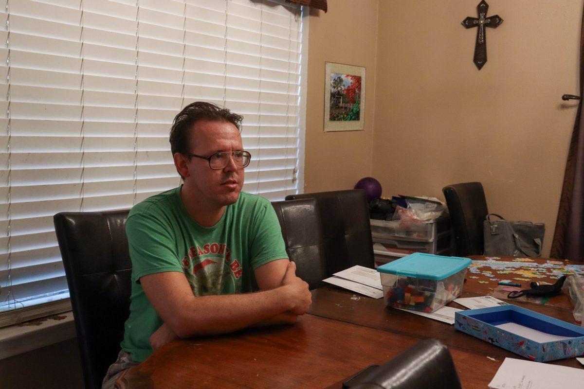 Executive director of Tiny Hope Village and founder and facilitator of the Neal Park Potluck Meals, Dan Kiniry, at a sit-down interview in his home Wednesday, Sept. 13, 2023