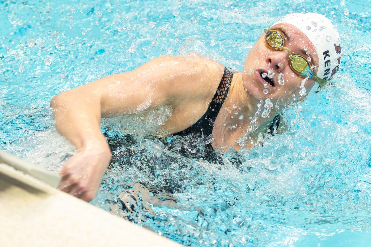 Senior Bobbi Kennett surfaces while swimming in the Women 200 LC Meter IM during the 2023 Art Adamson Invitational at the Texas A&M Natatorium on Wednesday, Nov. 15, 2023. (CJ Smith/The Battalion)