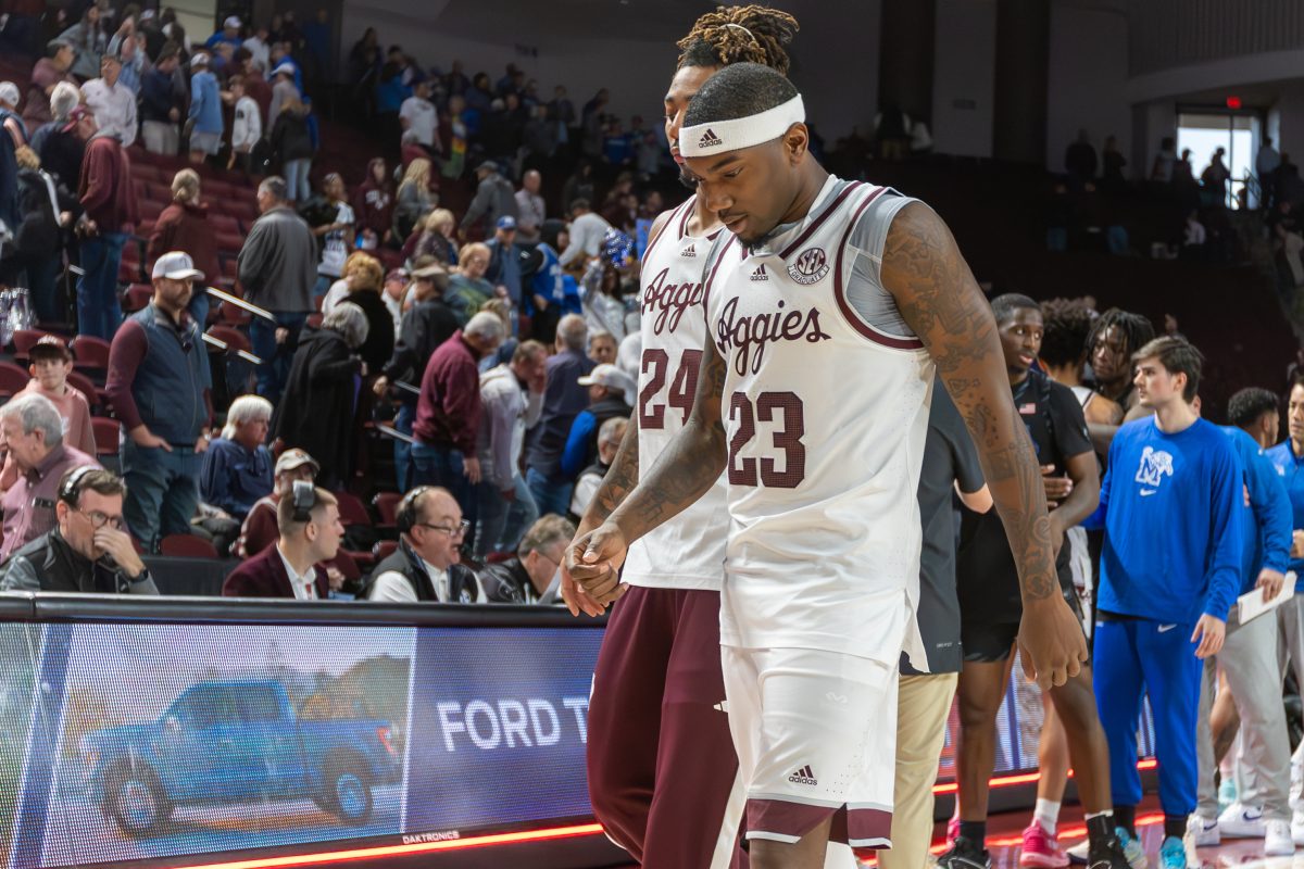 Graduate G Tyrece Radford (23) heads to the locker room after Texas A&Ms game against Memphis on Sunday, Dec. 10, 2023 at Reed Arena. (CJ Smith/The Battalion)