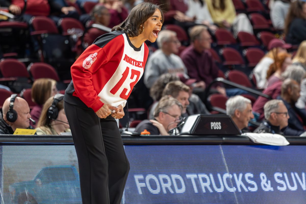 Head Coach Joni Taylor reacts to a foul call during A&amp;M's game against Tennessee on Sunday, Jan. 14, 2024 at Reed Arena. Taylor returned to Aggieland with a gold medal after serving as assistant coach on Team USA. (CJ Smith/The Battalion)