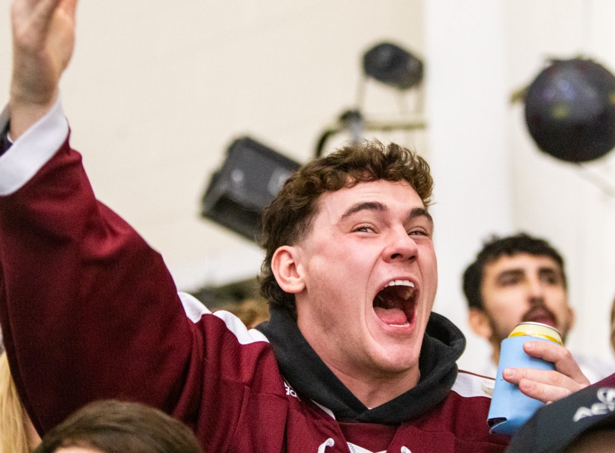 An Aggie fan expresses his frustrations during Texas A&Ms game against Texas on Saturday, Jan. 27, 2024 at Spirit Ice Arena.