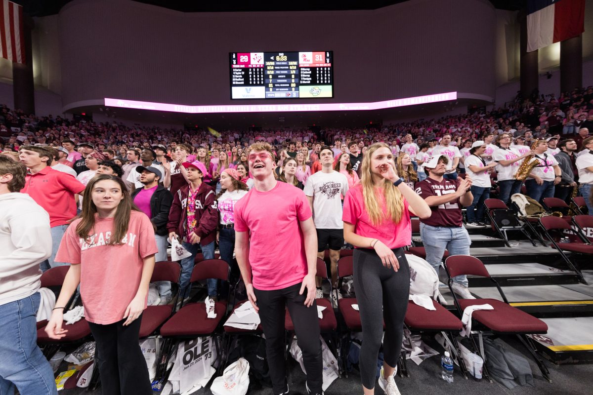 Fans during Texas A&M’s game against Mississippi on Saturday, Jan. 27, 2024, at Reed Arena. (Ishika Samant/The Battalion)