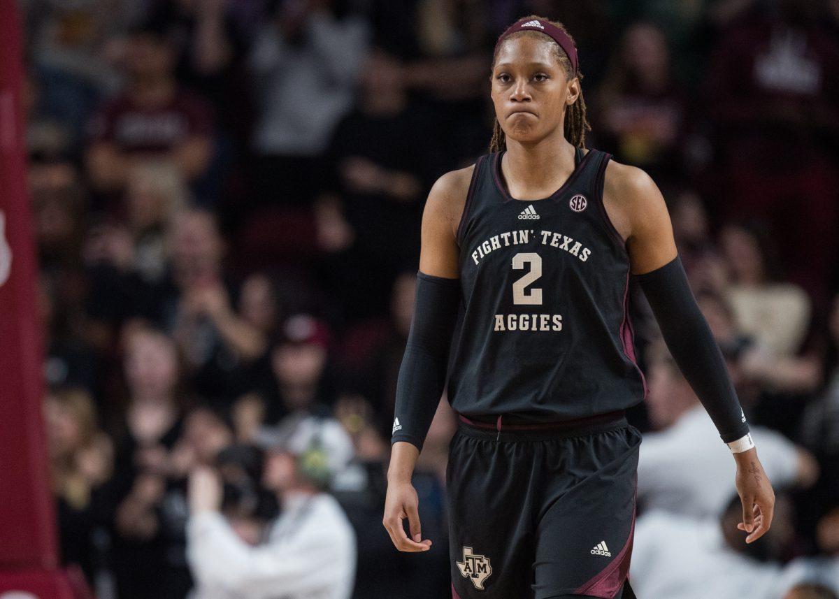 Texas A&M Aggies forward Janiah Barker (2)  during Texas A&M’s game against LSU on Tuesday, Feb. 19, 2024, at Reed Arena. (Ishika Samant/The Battalion)