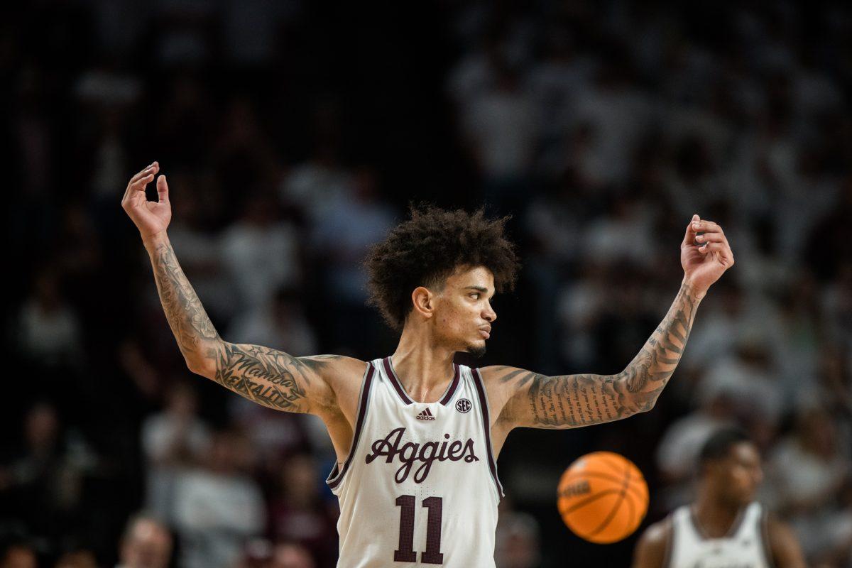 Texas A&M Aggies forward Andersson Garcia (11) during Texas A&M’s game against Tennessee on Saturday, Feb. 10, 2024, at Reed Arena. (Ishika Samant/The Battalion)