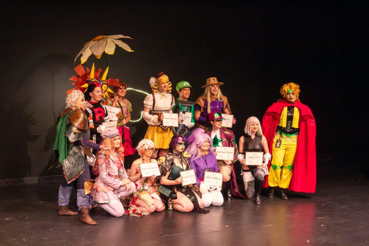 The cosplay contest award-winners at AggieCon in the Rudder Forum on Feb. 3, 2024.