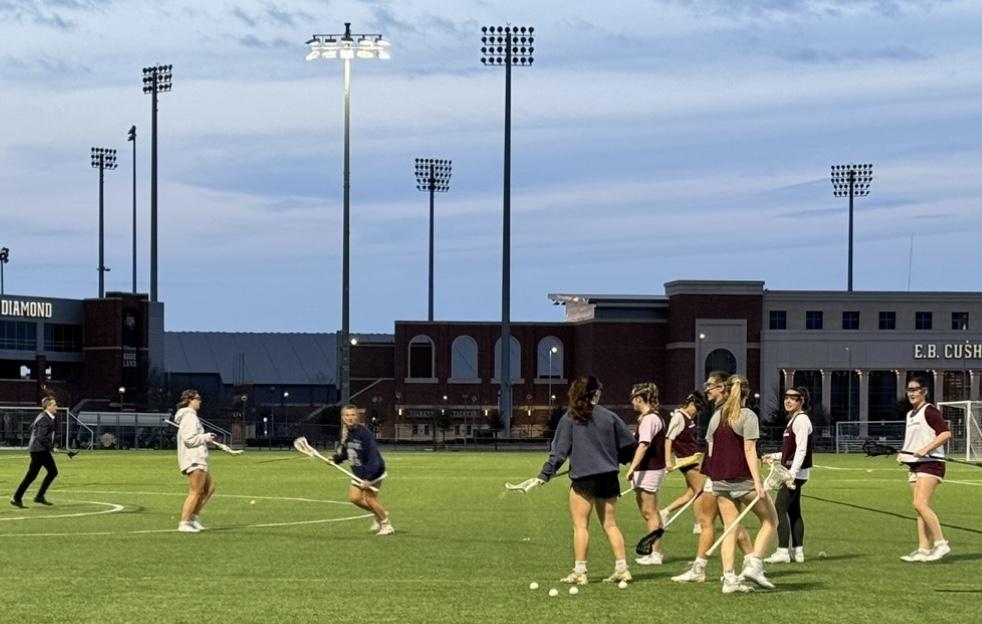 A&M women’s lacrosse at practice at Penberthy Rec Sports Complex Feb. 14. (Photo by Maeve O’Donovan/JOUR 359 contributor)