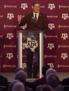Texas A&M’s Athletic Director Trev Alberts giving his first press conference on Monday, March 18, 2024 at Kyle Fields Ford Hall Of Champions (Hannah Harrison/The Battalion)