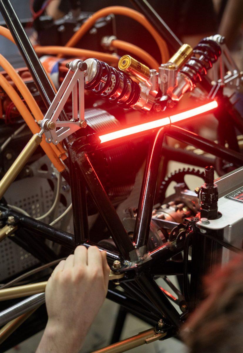 Formula SAE EVs AME 24 is prepped for rollout on Sunday, Mar. 24th, 2024, at the SAE Workshop.