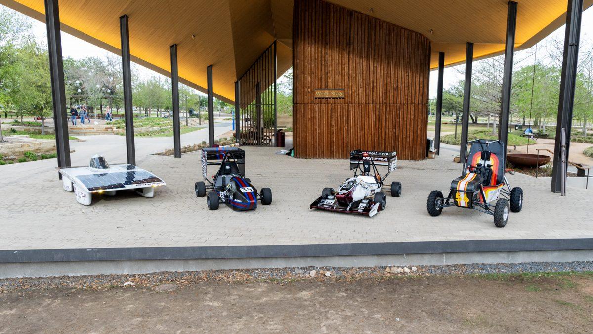 Formula SAE EVs AME 24 on display at rollout on Sunday, Mar. 24th, 2024, at Aggie Park.