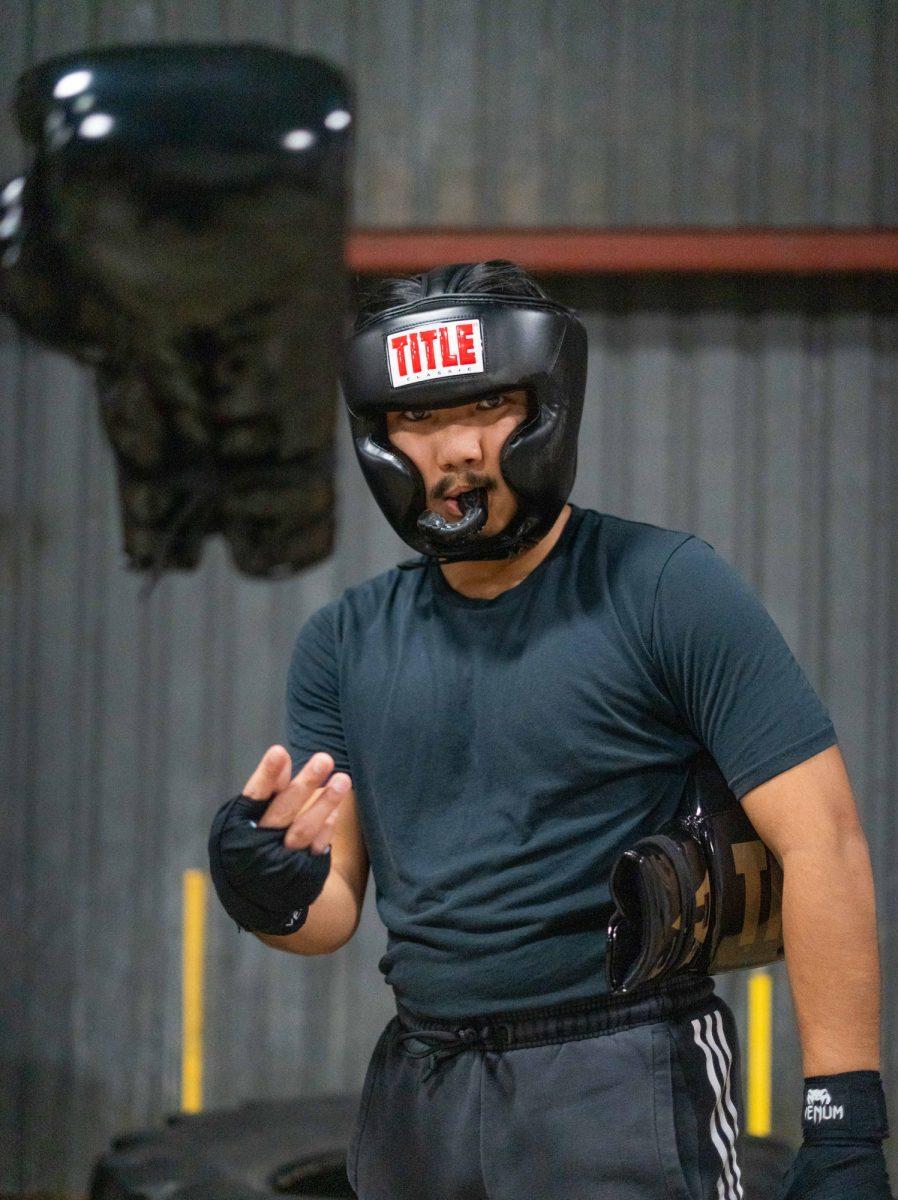 Fighter Charles Villegas poses for a photo during Farmers Fight Night sparring practice on Thursday, March. 7, 2024, at BCS Boxing Club.