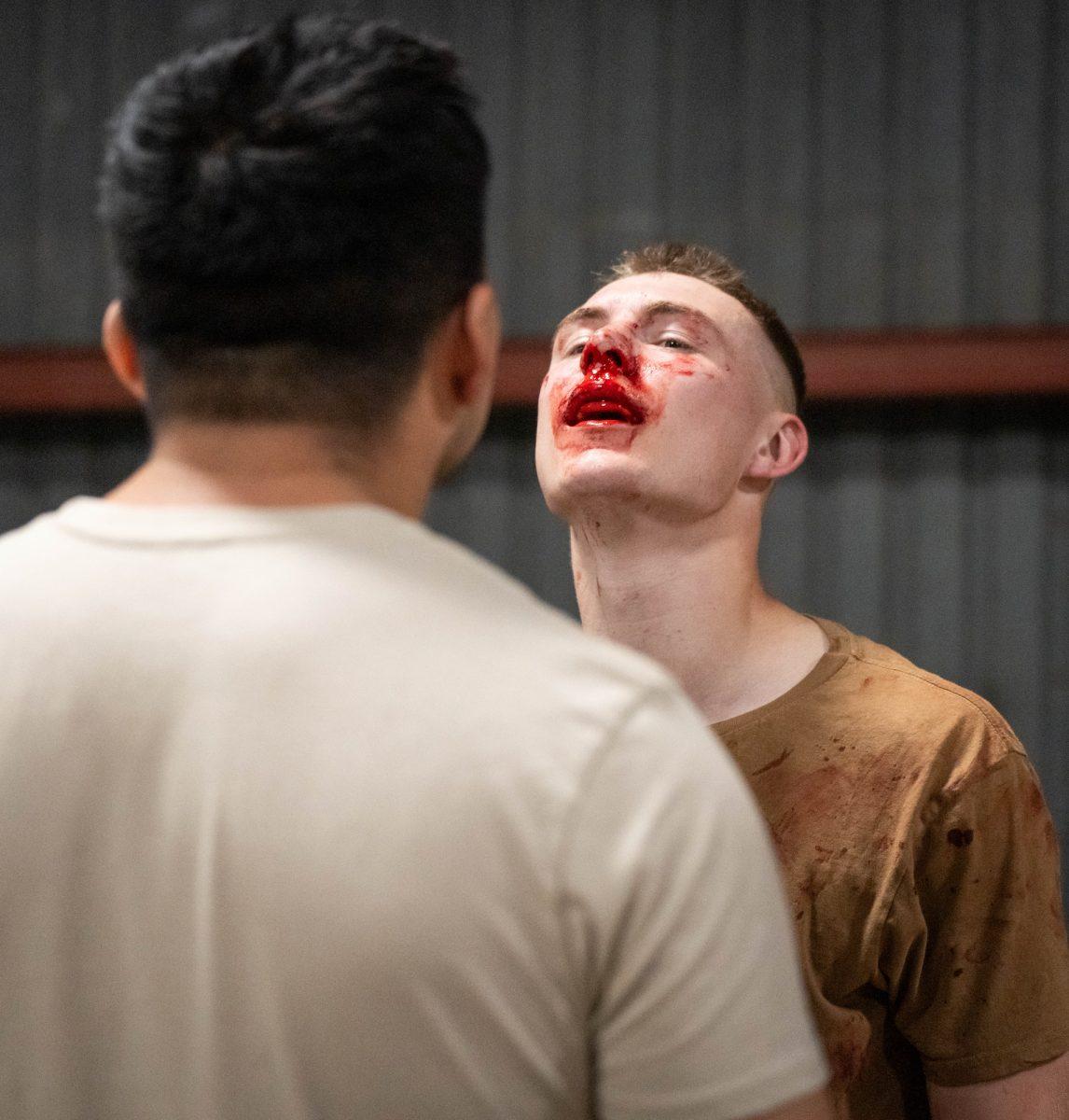 Fighter Will Loftin sustains a nosebleed injury during Farmers Fight Night sparring practice on Thursday, March. 7, 2024, at BCS Boxing Club.