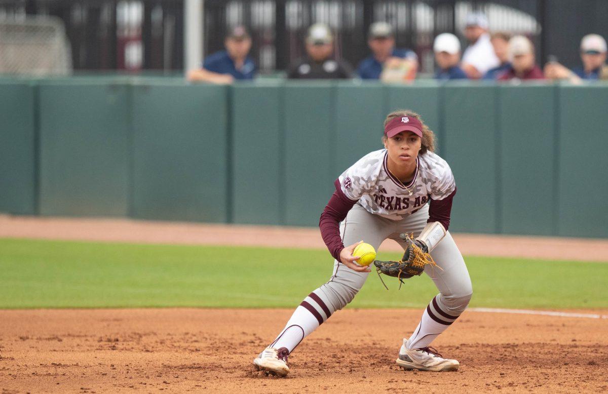 Texas A&M infielder Amari Harper (13) during Texas A&Ms game against Auburn on Sunday, March 24, 2024, at Davis Diamond. (Lana Cheatham/The Battalion)