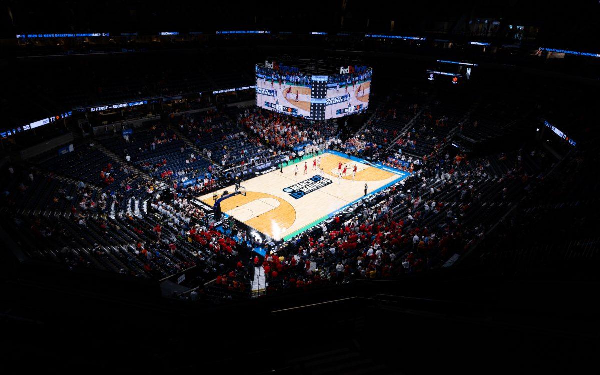 The FedExForum after the game between Clemson and New Mexico State during the first round of the 2024 NCAA Tournament in Memphis, Tennessee, on Friday, March 22, 2024. (Kyle Heise/The Battalion)