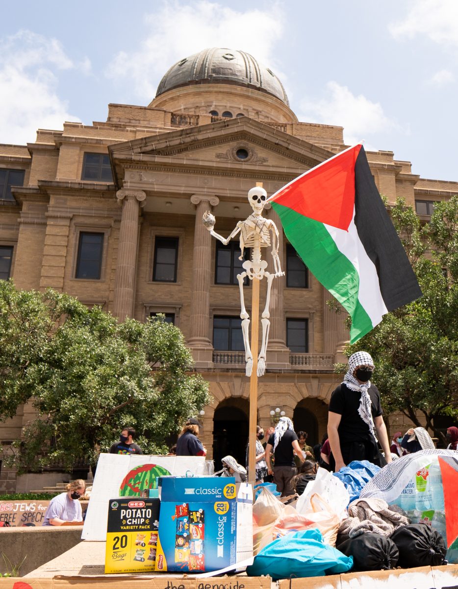 Aggie students gather to protest University funding of Israel, in Academic Plaza, on Monday, April 29, 2024.