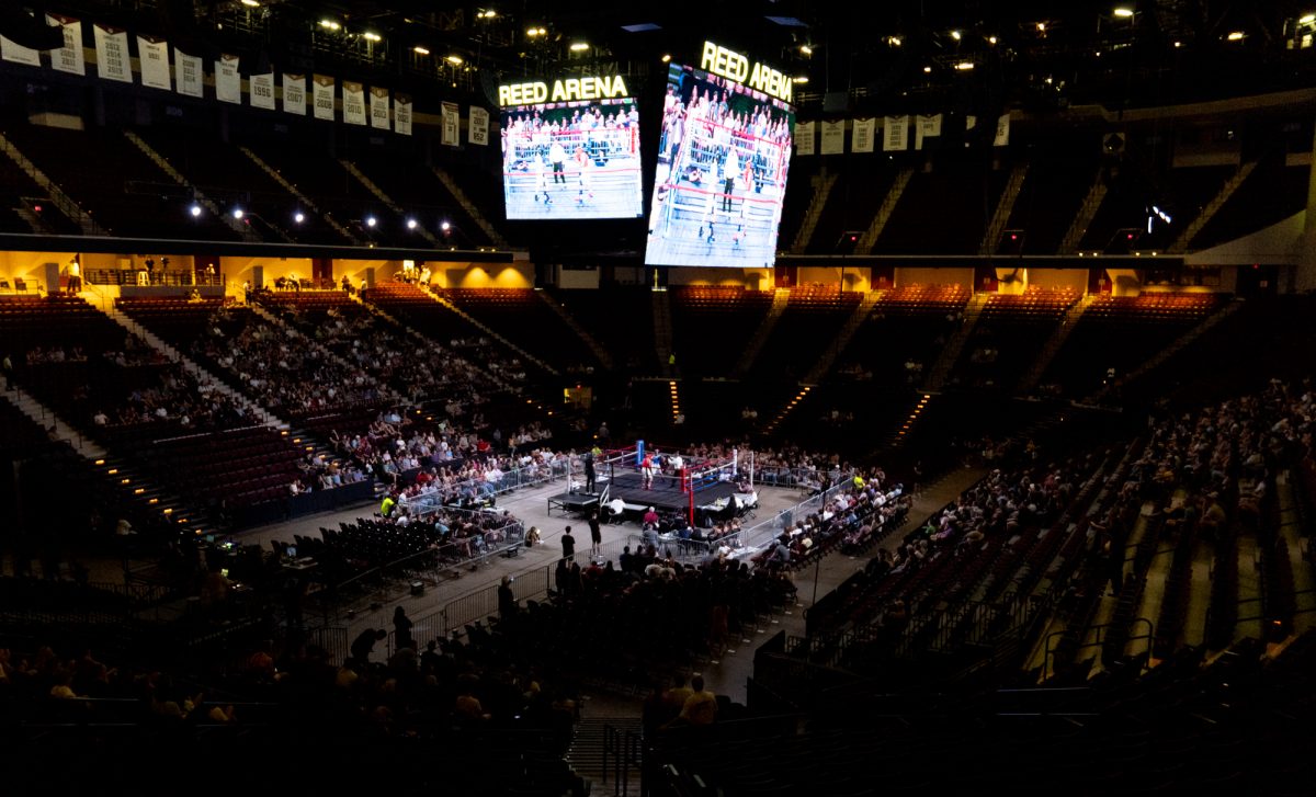 Overview of the arena before Farmers Fight Night on Thursday, April 4th, 2024, at Reed Arena.