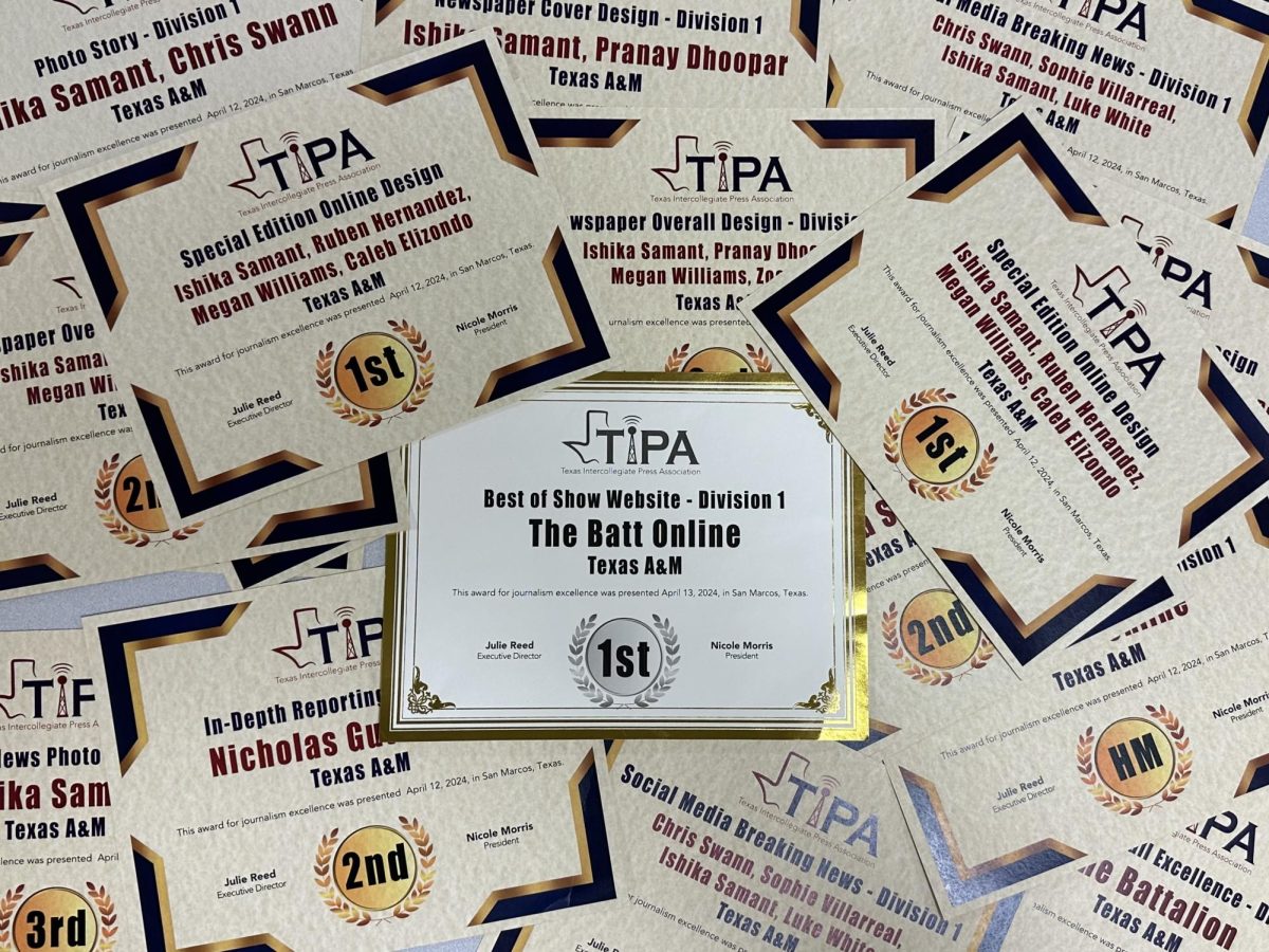A collection of the awards presented by the Texas Intercollegiate Press Association.